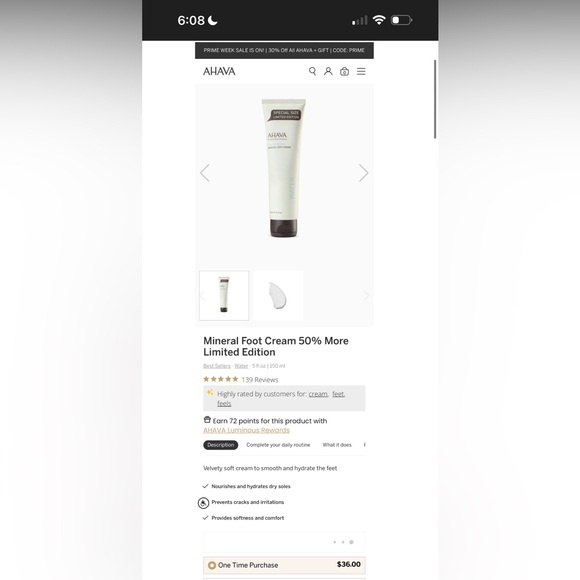 AHAVA Dead Sea Water Mineral Foot Cream 50% More Limited Edition 5.1 fl.oz - Picture 4 of 6